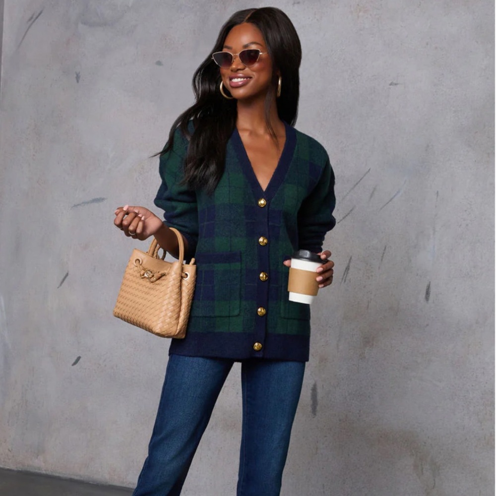 VICI Plaid button down cardigan